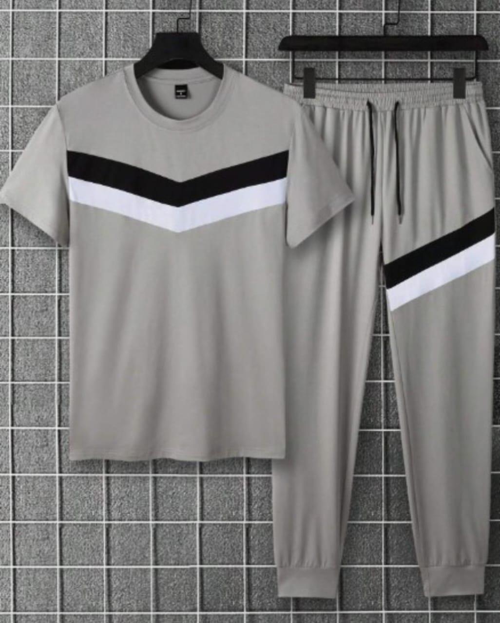 Men's Micro Two-Piece Plain Round Neck Set