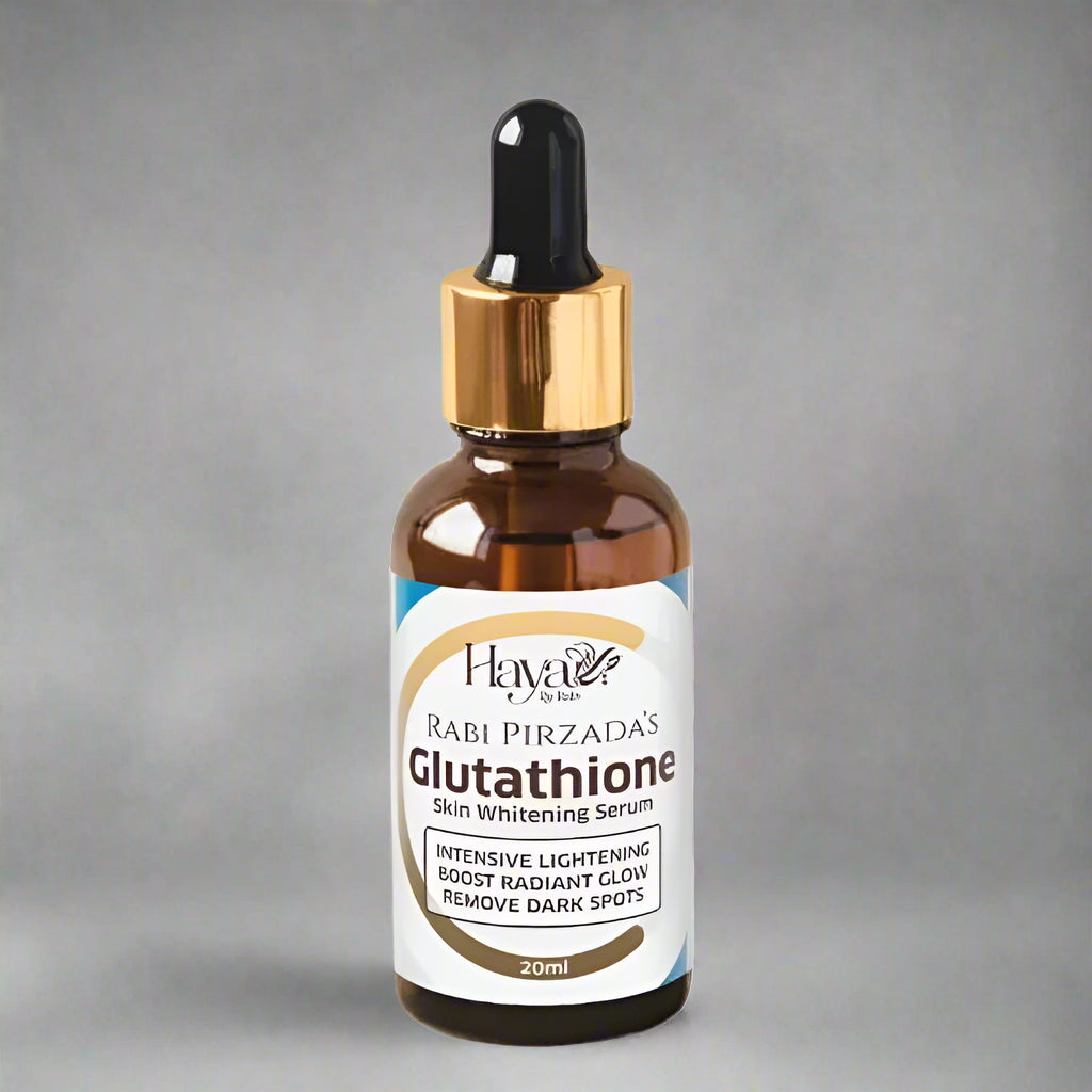 Glutathione serum bottle with dropper on a white background