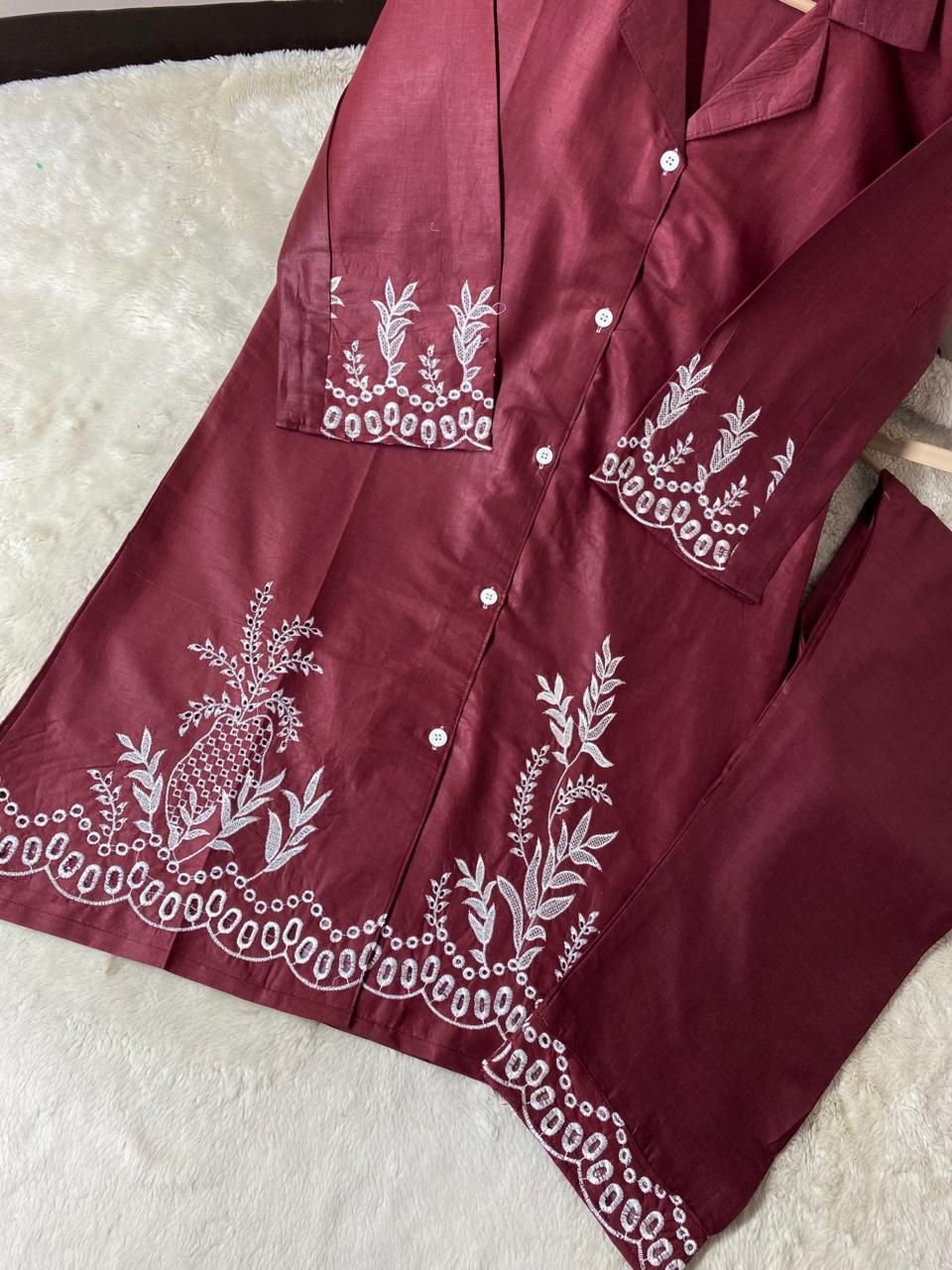 2 Pcs Women's Stitched Cotton Net Digital Print Shirt and Trouser Set