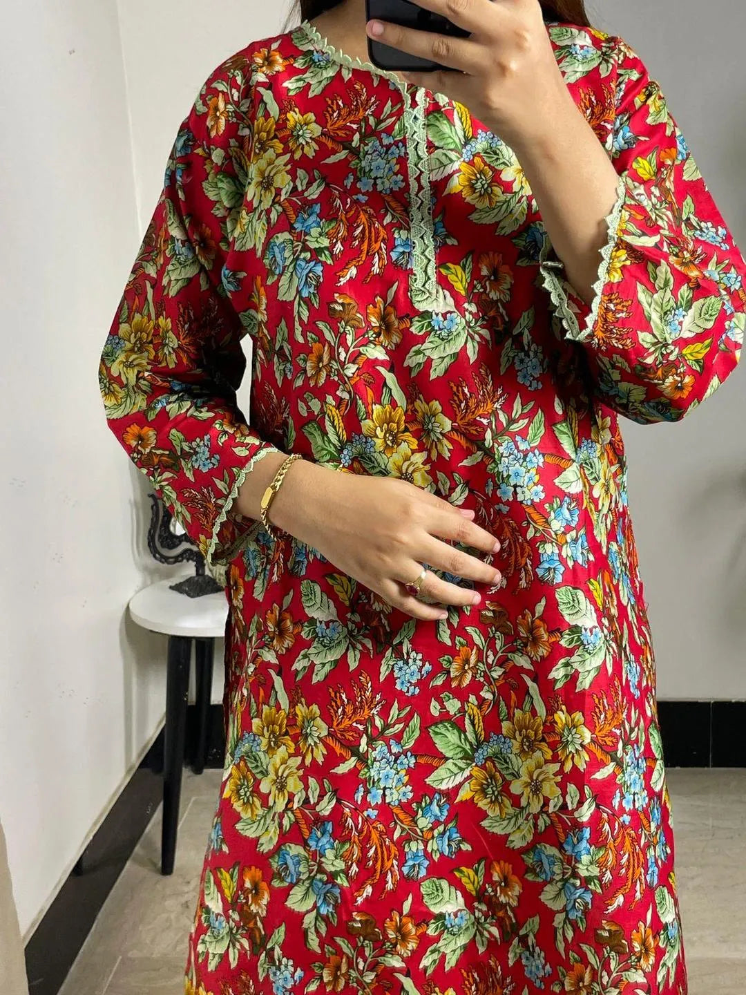 2 Pcs Women's Stitched Lawn Printed Shirt and Trouser Set