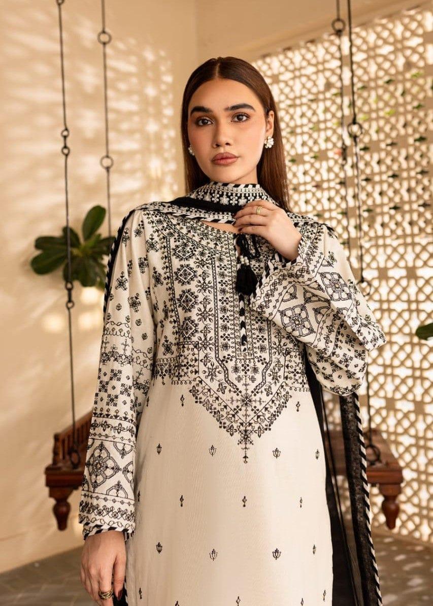 Elegant Women's Stitched Embroidered Cotton Suit