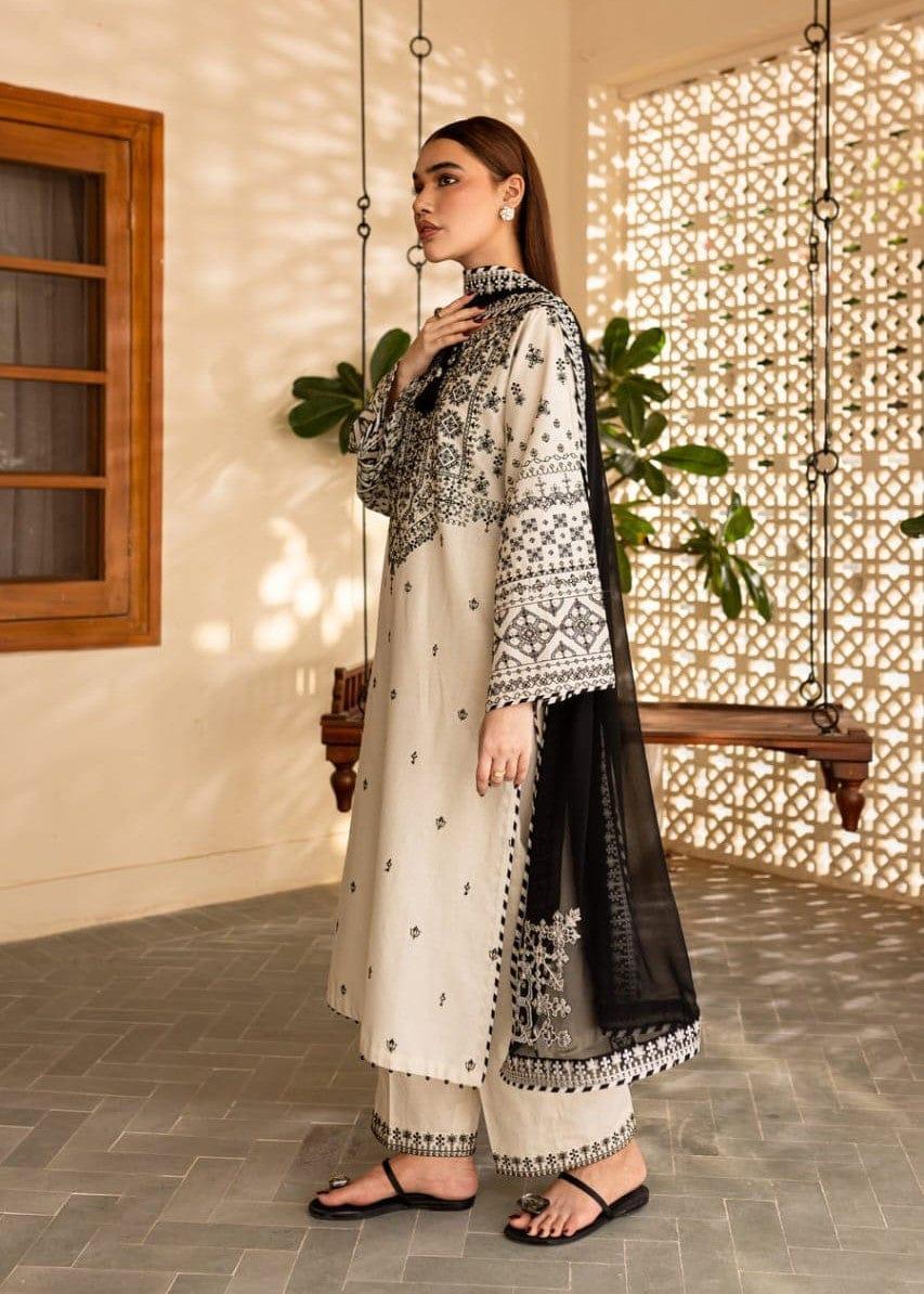 Elegant Women's Stitched Embroidered Cotton Suit