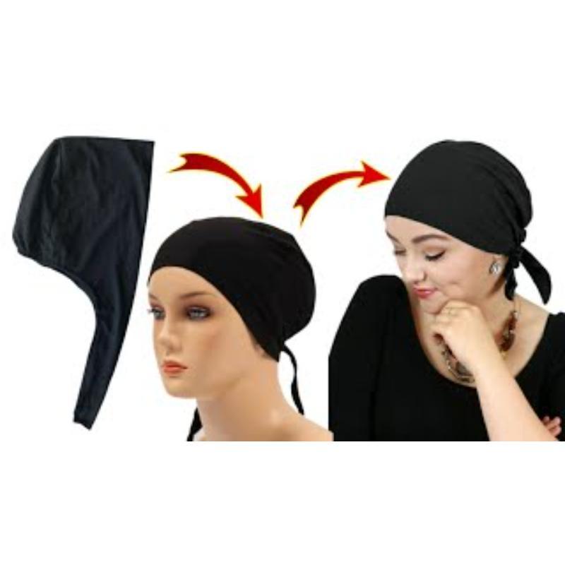 Black Jersey Hijab Cap – Soft & Comfortable Underscarf
