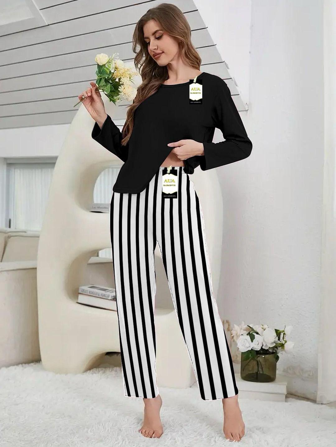 2 Pcs Women's Stitched Plain Night Suit