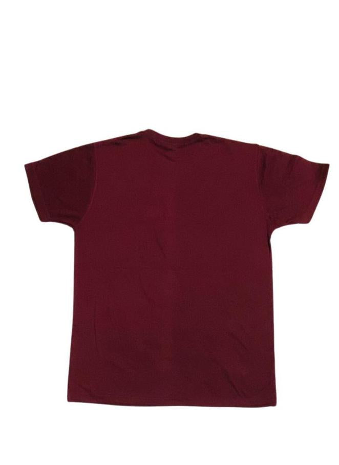Maroon t-shirt on a white background