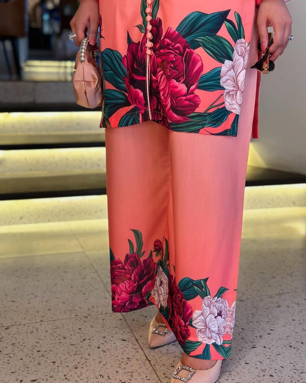 Stylish Women's Stitched Khaddar Digital Print Shirt and Trouser Set