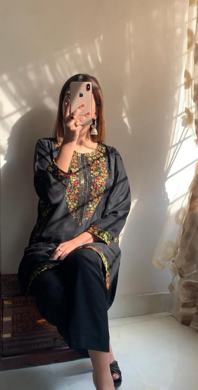 Women's Stitched Linen Embroidered Suit – 2 Pcs