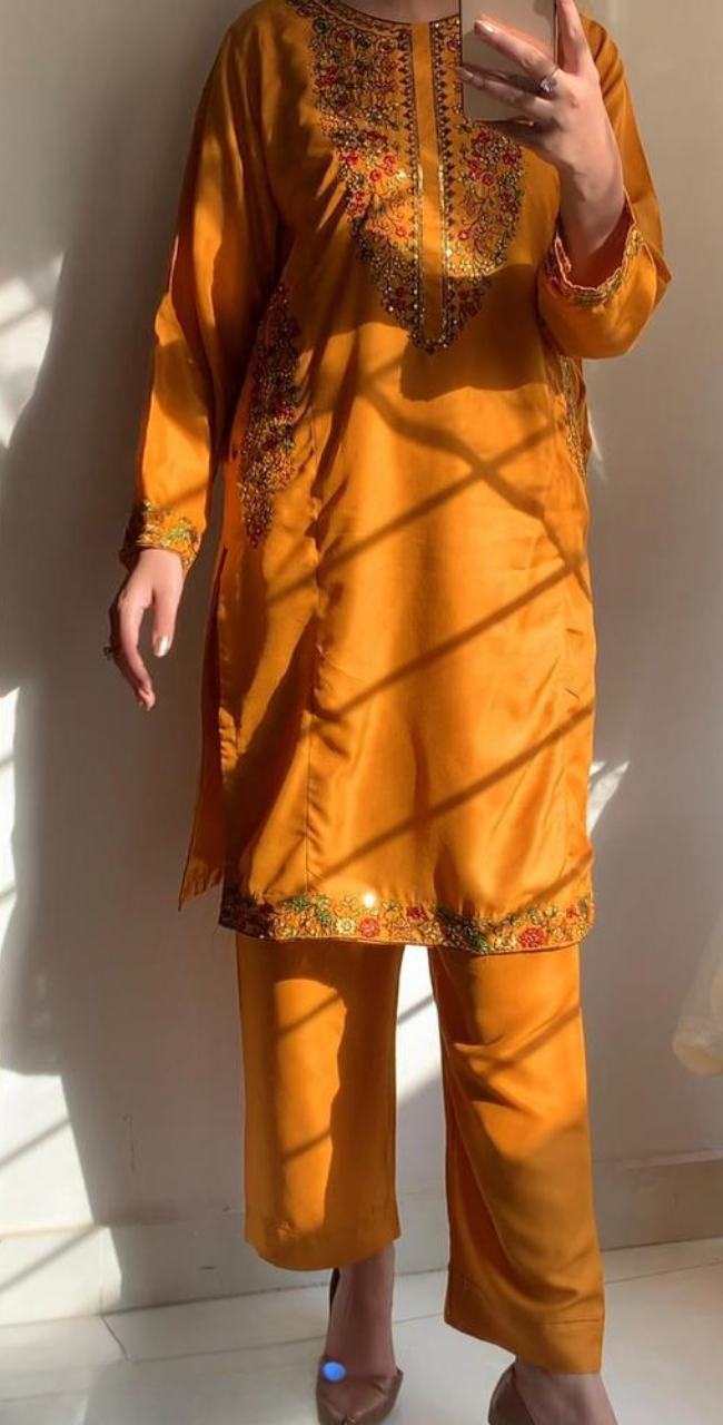 Women's Stitched Linen Embroidered Suit – 2 Pcs