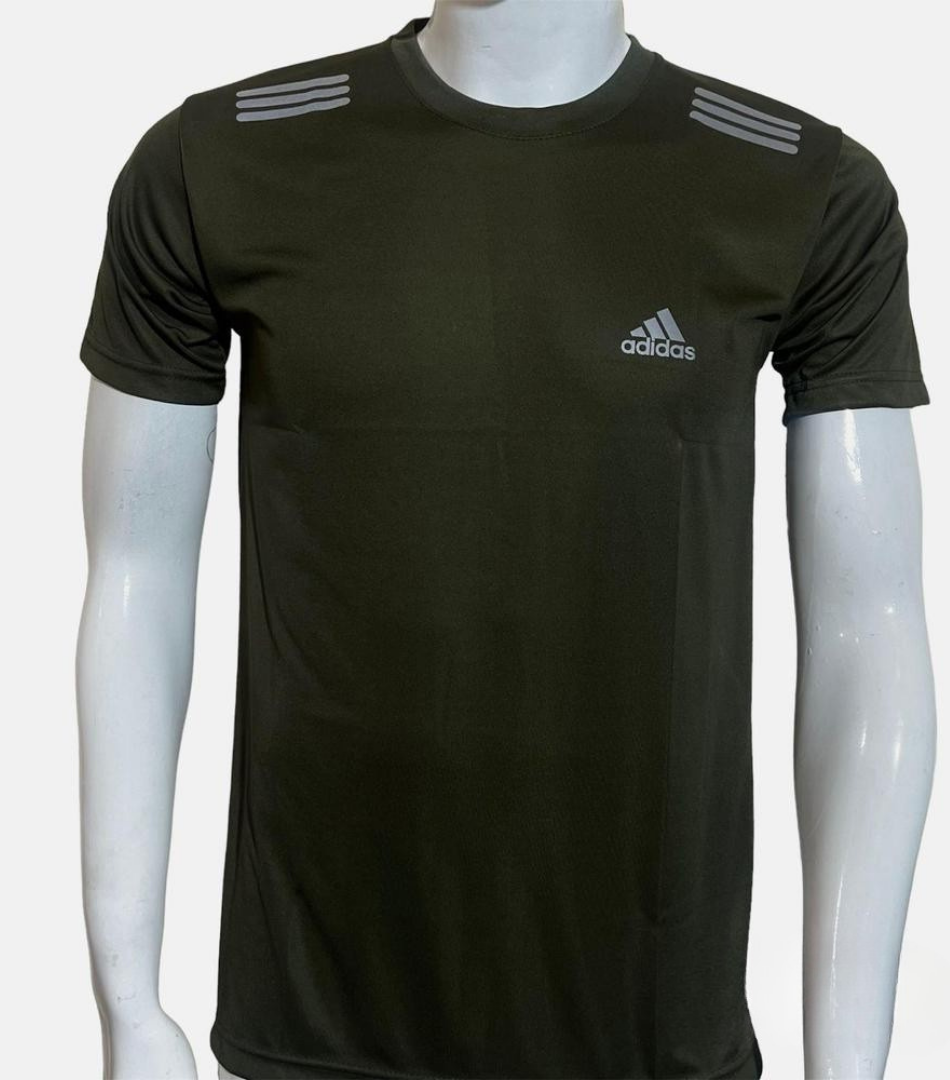 Black Adidas t-shirt on a mannequin with a white background